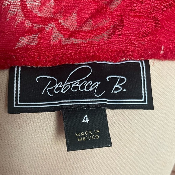 Rebecca B. Red Long Sleeve Lace Dress. Pre-Owned. - Picture 3 of 6
